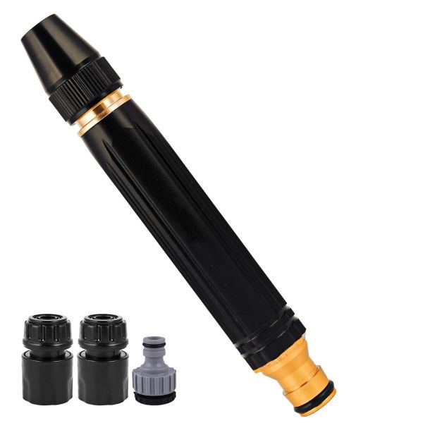 Picture of Car Washer Spray Nozzle Set With 3 Adapters Heavy Duty Metal Adjustable Water Spraying Modes High Pressure Washer Washin Spray Gun for Cleaning Bikes & Cars (Black)