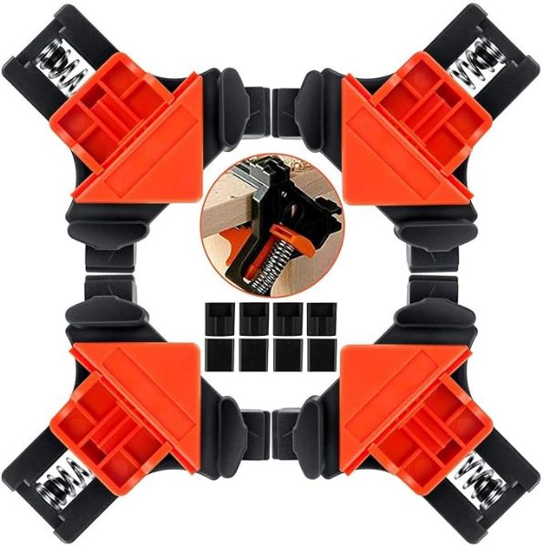 Picture of 4pc Corner Mate Clamps, Corner Clamps Woodworking Locator Right Angle Clip Fixer 5-22mm Corner Clip Positioning Fixture Tool (Corner Mate) grey